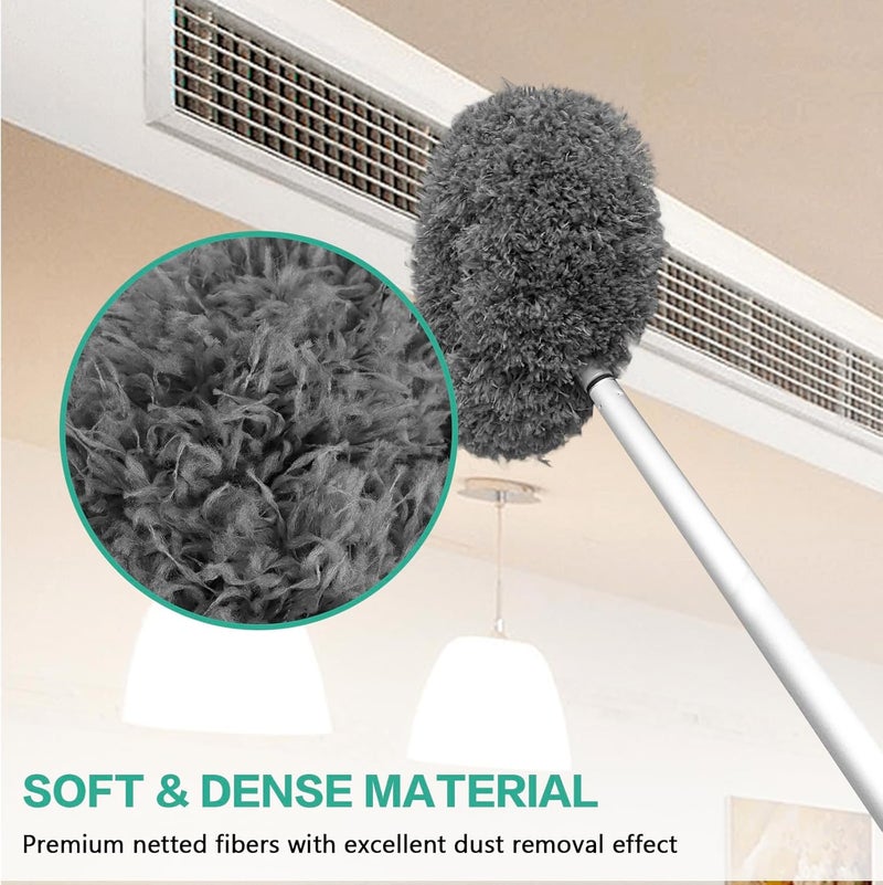 Heonay Ceiling Fan Cleaner Duster Reusable Microfiber Ceiling Fan Blade Cleaner Removable Duster with Extension Pole Adjusts 13 to 49.7 Inch for Cleaning Walls Bookshelves Furniture Door Window Top (Gray) - Image 5